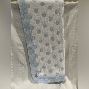 LITTLE GIRAFFE Polka Dot Plush Baby Blanket in Light Blue and WHITE  27X32